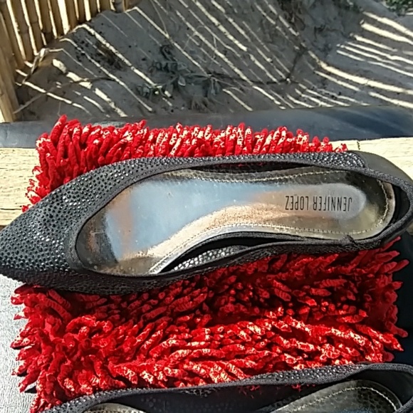 JENNIFER LOPEZ SPARKLE BLACK MESH FLATS - Picture 4 of 6